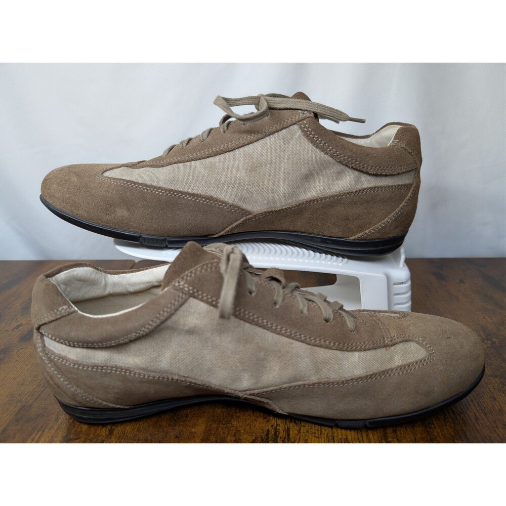 Brooks Brothers Men’s Size 10.5 Sneakers Tan Suede Leather Canvas Lace Up Casual